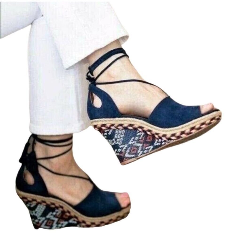 CAbi #6001 Isla Wedge Espadrilles Sz 7